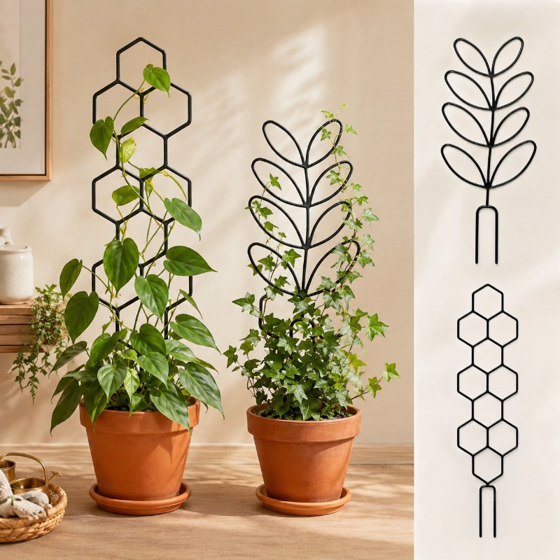 Florist Supp - 2/4個入り 植物サポート固定フレーム 亜鉛メッキ防錆プラスチック製サポート 鉢植えつる性植物用 室内および屋外ガーデンクライミングフレーム