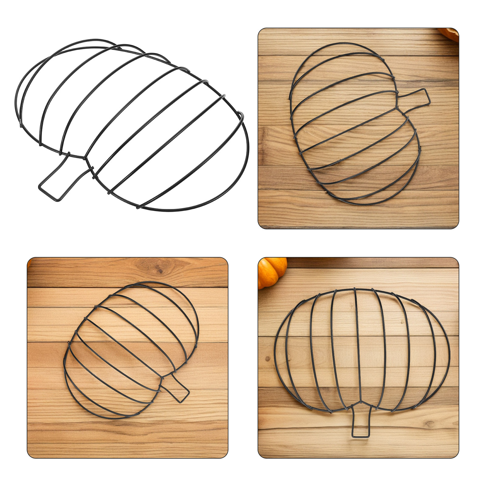 Wreath Form Wire - 3個入り、農家風のカボチャリースフレーム、金属製ワイヤー、秋の装飾、DIYリース用、屋内・屋外で使用可能、秋のカボチャ飾り