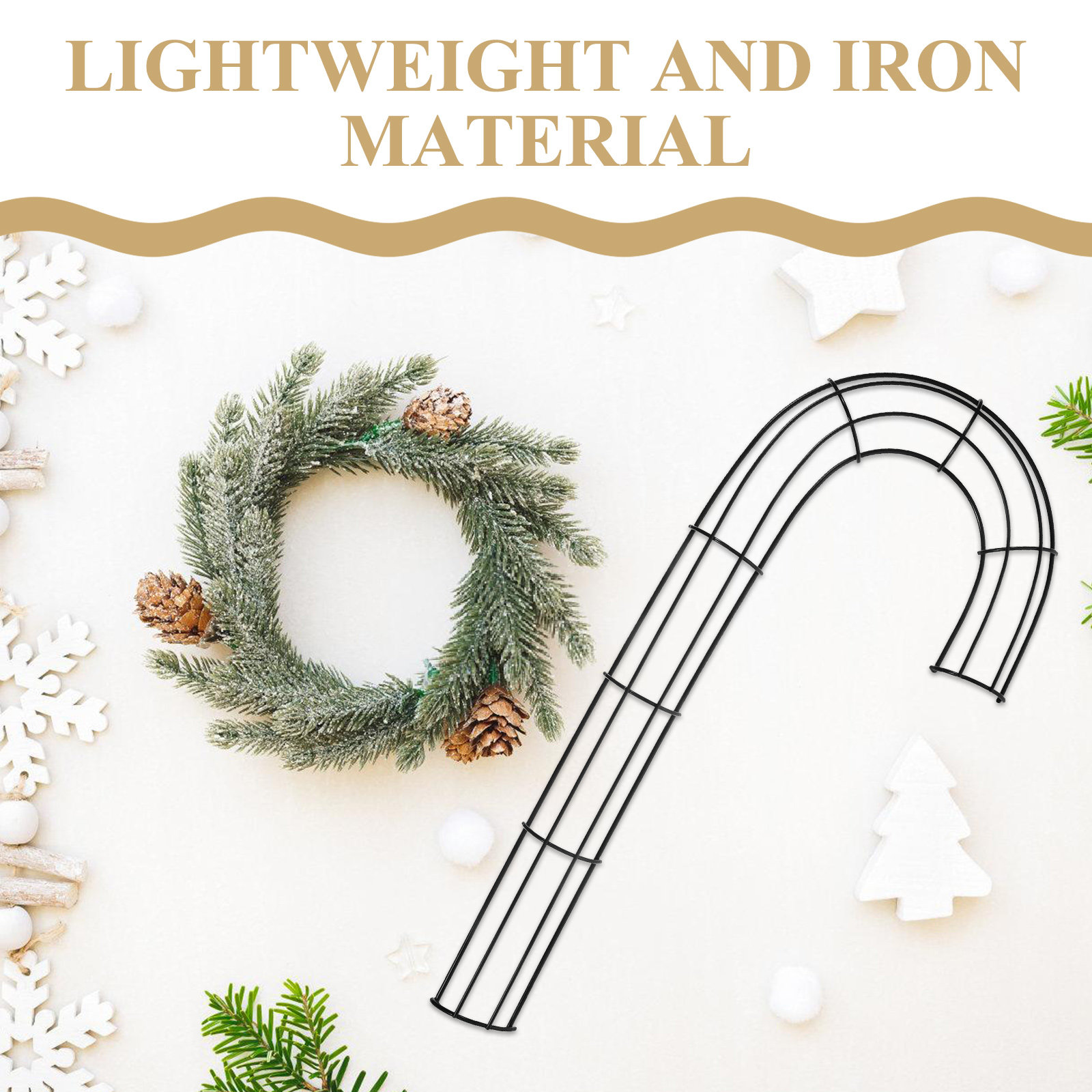 クリスマス用J字型リース型枠2個。丈夫な鉄製で、キャンディケ - Wreath Form Wire のレビューと価格