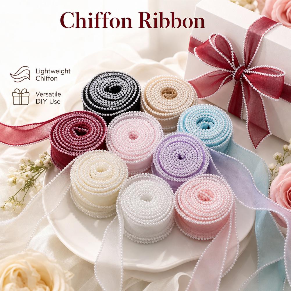 5ヤード/ロール 4cm パールフィッシュテールオーガンザリ - Ribbon Organza Roll のレビューと価格