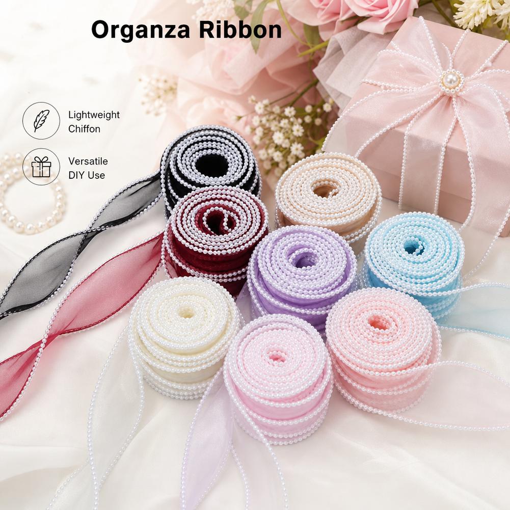 5ヤード/ロール 4cm パールフィッシュテールオーガンザリ - Ribbon Organza Roll のレビューと価格
